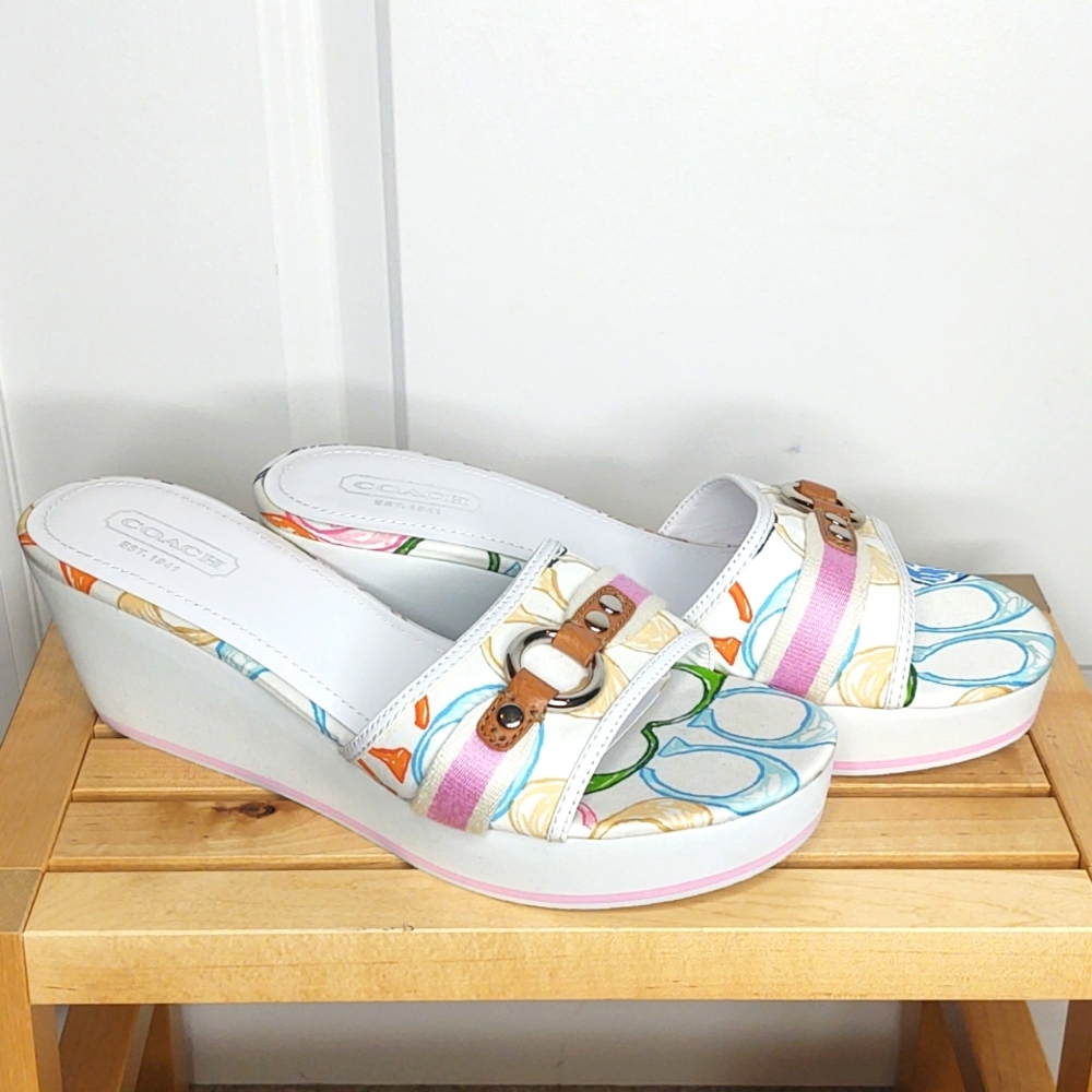 Coach🤍🩷💙💚Fionah Wedge Sandals, 10 M 🆕